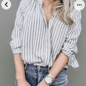 Splendid Oversized Blue Striped Top Tunic Coverup Size Small